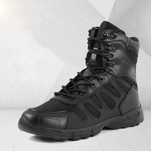 

tactical mens boots special force leather waterproof desert combat male boots outdoor shoes work ankle for men, Black