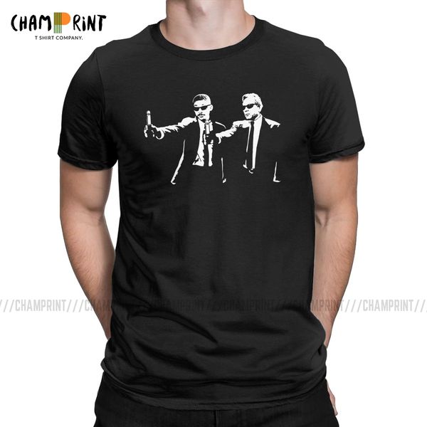 

men in fiction mib t shirts for men 100% cotton vintage t-shirt round neck men in black si-fi movies tees 4xl 5xl clothes