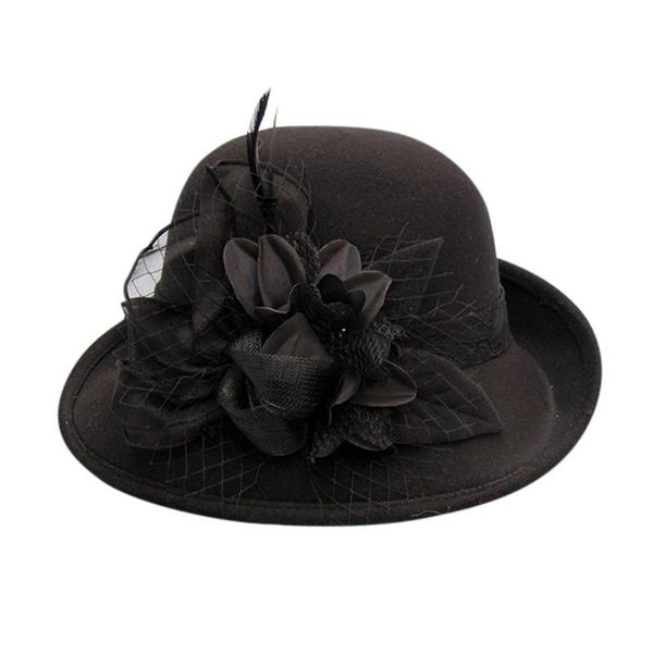 

stingy brim hats 2021 winter women fashion beret french style painter hat lace decoration cap girls vintage warm party pure color hat#lr, Blue;gray