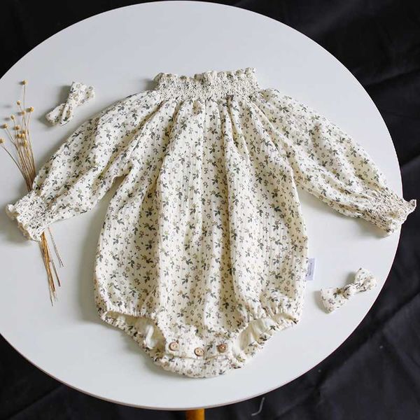 

jumpsuits 0-2yrs 2021 spring autumn infant baby rompers girls long sleeve floral clothes, Blue