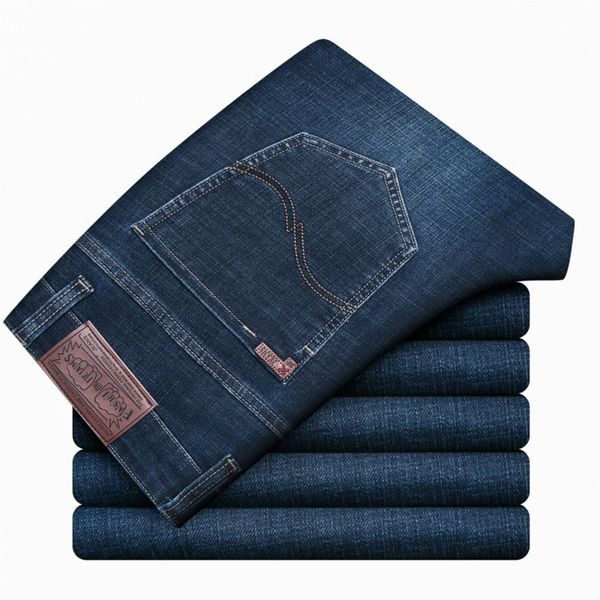 

men's jeans fall 2021 business classic dark blue fashion high-end pure cotton stretch casual straight barrel trousers