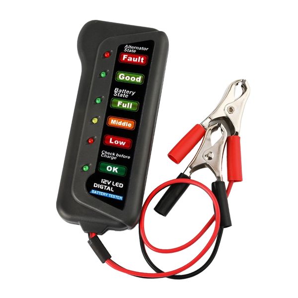 

12v digital battery load tester for car motorcycle alternator 6 led lights