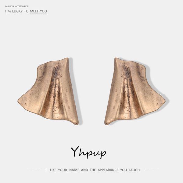 

stud yhpup zinc alloy vintage exaggerated chunky earrings for women party fashion brand big charms statement earring, Golden;silver