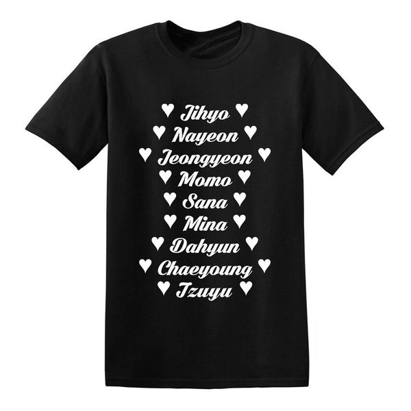 

twice members name kpop once fan jihyo nayeon jeongyeon momo tee t-shirt printed tee shirt