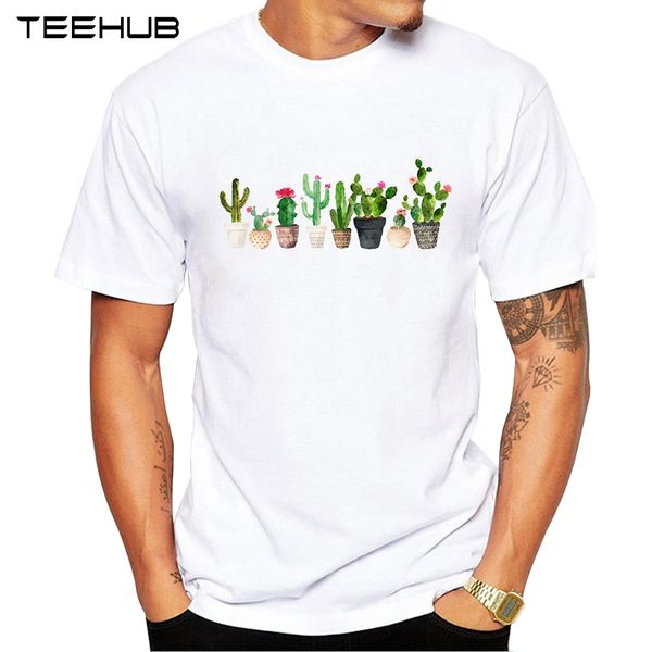 

teehub men's new fashion cactus design short sleeve t-shirt cool printed hipster tee shirts