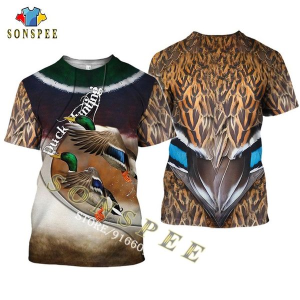 

sonspe camouflage hunting wild duck animal summer 3d print shirts humor funny comics men clothing