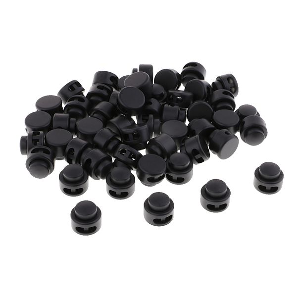 

wholesale 50pcs round plastic toggles spring sdrawstring rope cord locks, Black