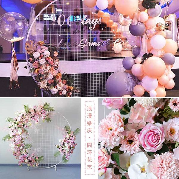 

new wedding props ring arch pink flower art silk wedding stage layout studio pgraphy background flower art