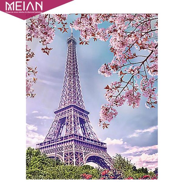 

paintings 2021 meian paris tower full 5d diy diamond painting embroidery landscape picture of rhinestone mosaic bead work home decor