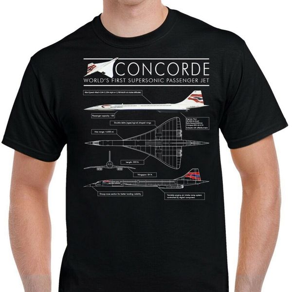 

concorde british airways schematic design t-shirt cotton outdoor wear tee shirt