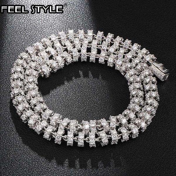 

6mm bling cz cubic zirconia iced out round link chain necklace for men hip hop rapper jewelry 18''-24, Silver