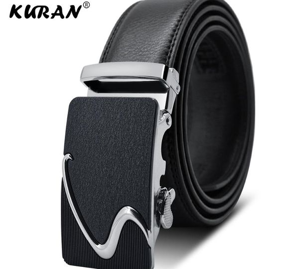 

kuran] new brand mens belts real leather belts for men metal buckle man jeans pants genuine leather belt male s, Black;brown