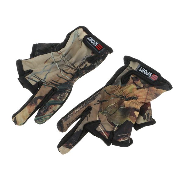 

1 pair fishing 3 finger cut gloves outdoor sports hunting non-slip mittens, Black