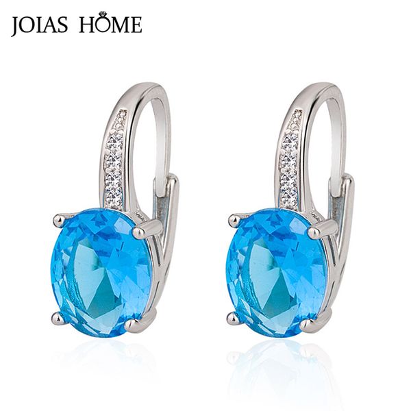

dangle & chandelier joiashome oval gemstone earrings for women classic silver 925 jewelry red blue purple yellow zircon ear drops simple fem