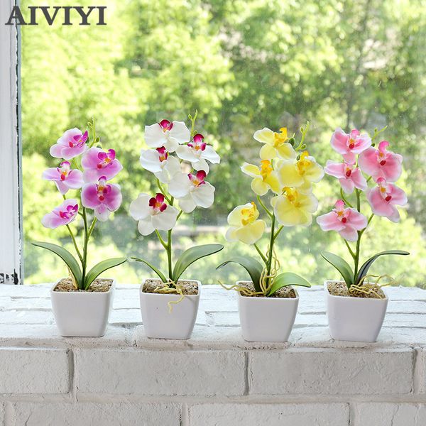 

five flower phalaenopsis bonsai orchid wedding garden home decor plantas flowers artificiales para decoracion silk