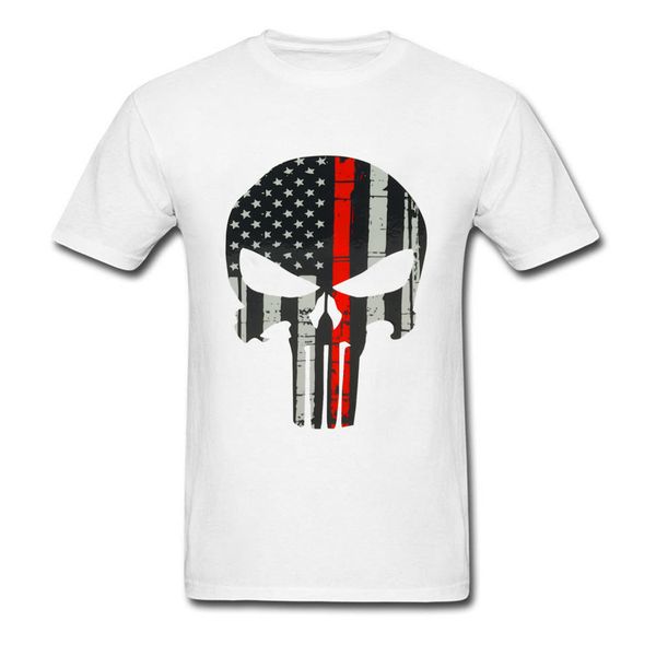 

cotton print tshirt for customized fashion cool t-shirt men o-neck no button usa punisher skull t shirt