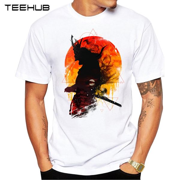 

2019 teehub summer fashion samurai and sun printed t-shirt short sleeve popular design novelty tee