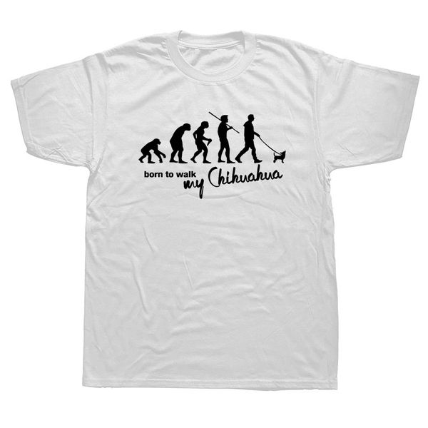 

эволюция chihuahua прогулка весёлый graphic t-shirt mens лето стиль мода короткие рукава крупногабаритные streetwear футболки