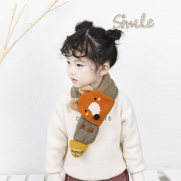 

new children's scarf winter cartoon little cross scarf warm knitted, Blue;gray