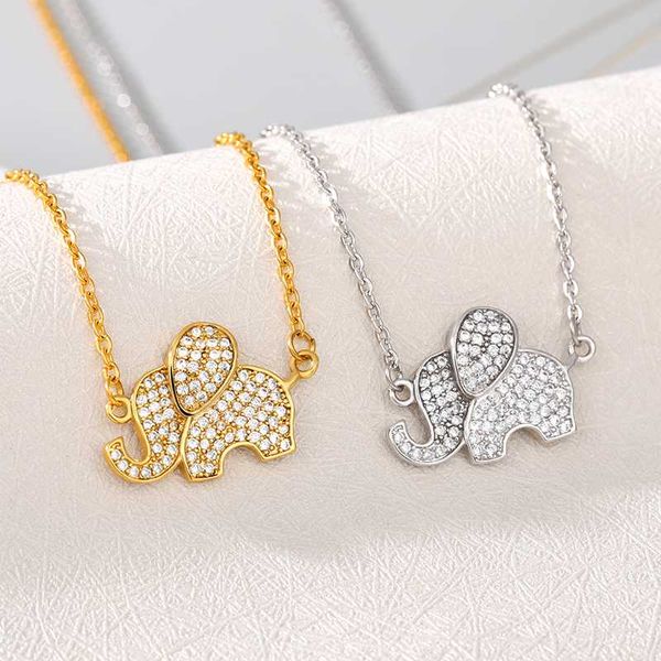 

crystal zircon animal necklace exquisite cute teen necklaces elephant jewelry girl clavicle chain accessories holiday gift, Silver