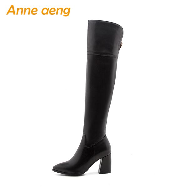 

2020 winter women over-the-knee boots warm plush lining high heels zip ladies snow boots black women shoes big size 33-46