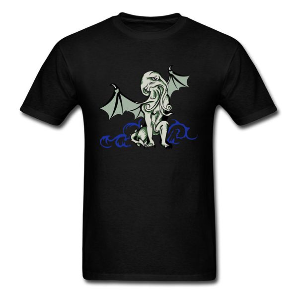 

casual dropship men's tshirts xxxl big size lovecraft cthulhu printed on t-shirts unique design black t shirt 3d tees