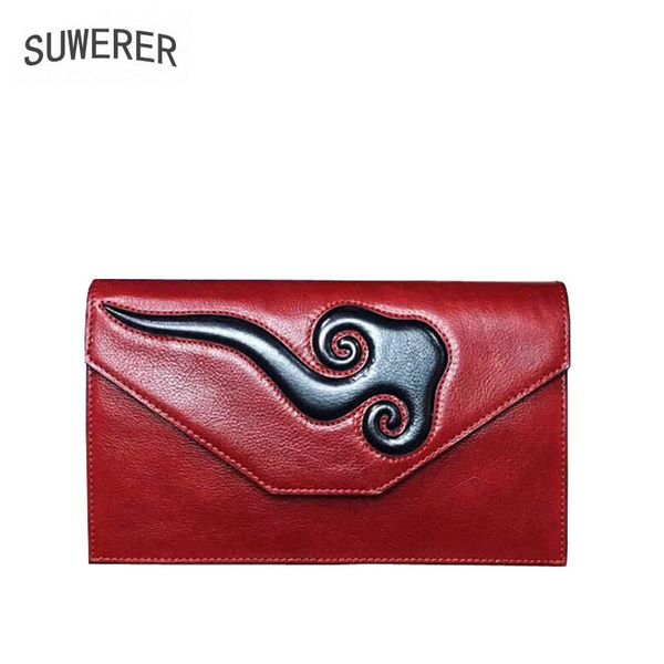 

suwerer new cowhide women genuine leather bags women clutch envelope bag fashion luxury embossed bag leather clutch