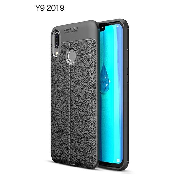 

for huawei y9 2019 phone case thin silicone litchi grain premium flexible slim thin soft tpu leather back cover
