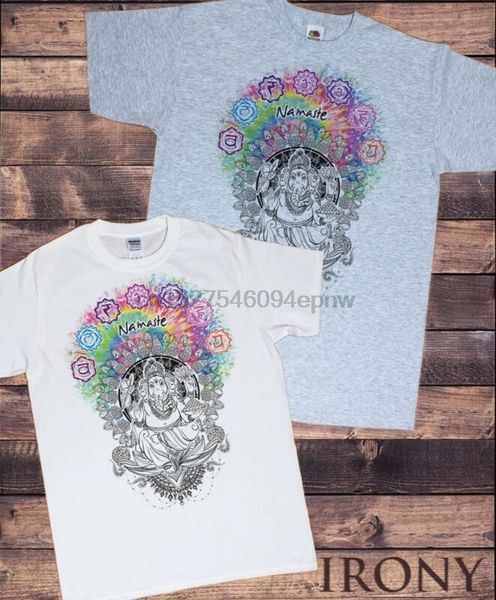 

mens white t-shirt ganesh namaste-om aum jade flame tie die print ts656