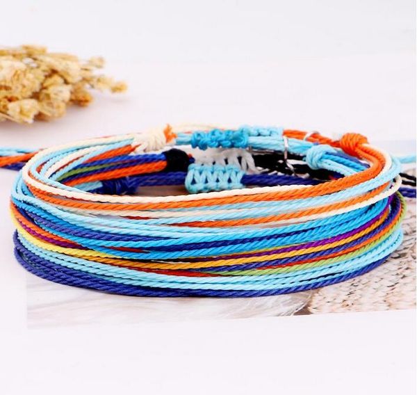 Corda de cera braceletes multicamadas multicamadas pulseira de amizade pulseira de onda amizade pulseira trançado ajustável para mulheres meninas atacado dhl livre