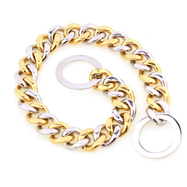 

new hot gold ошейник цепь со стальной пряжкой шириной, нержавеющей сталь кубинской ссылки скольжения цепи обучение воротник ожерелье s