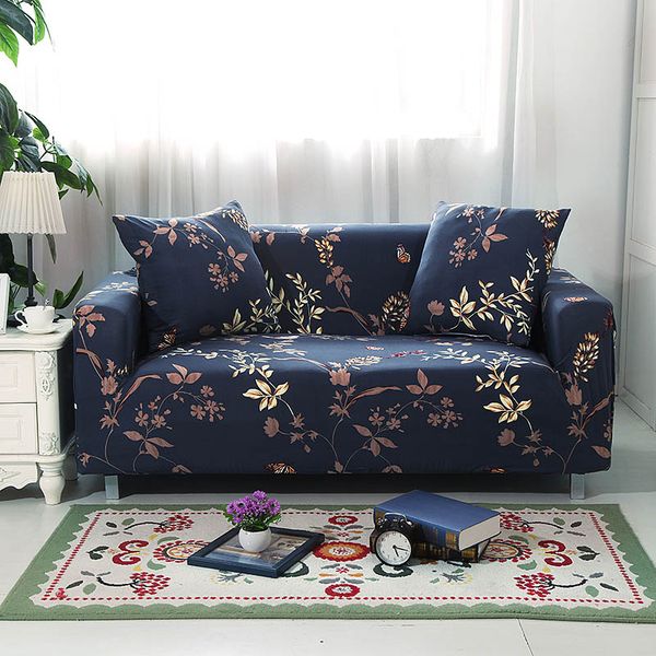 

sectional elastic stretch tight wrap sofa cover leaves printing all-inclusive seat cover furniture l shape slipcover home decor