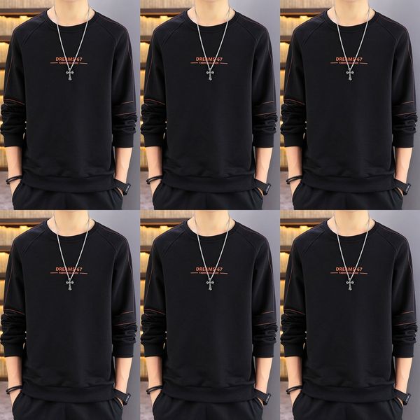 

мужская с длинными рукавами корейский стиль случайные простые свободные пальто весной и осенью весна мода круглый top свитер пальто свитер ш, Black