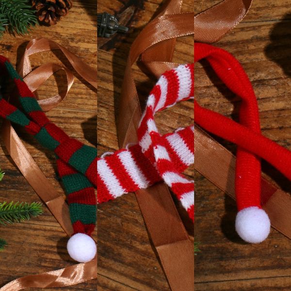 

christmas doll supplies mini christmas scarf red white red green knitted small scarf doll bouquet decorations 6wwup