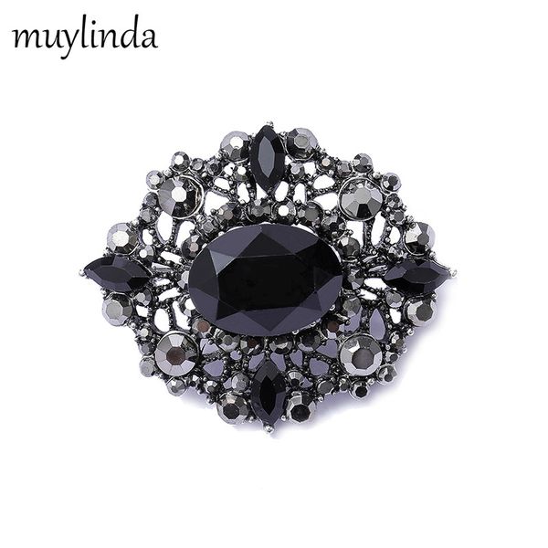 

Muylinda Flower pin Baroque Crystal Brooch Vintage Rhinestone Pin Jewelry Metal Brooche For Women Men Banquet Party Clothes Pins, Gray