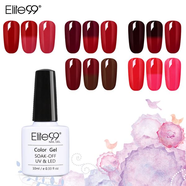 

elite99 temperature change wine red thermal nail gel soak off uv gel polish stamping enamel color changing hybrid varnish 10ml, Red;pink