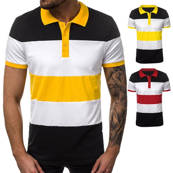 

2020 summer men's new colored flip polo shirt men's big size flip collar comfortable breathable casual sports short sleeve t-shirt, White;black