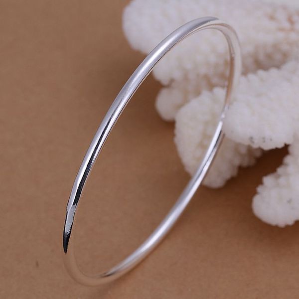 

925 jewelry silver plated bangle bracelet,silver fashion jewelry 3mm single ring silvery bangle /yahpwmpc emjcxlvh, Black