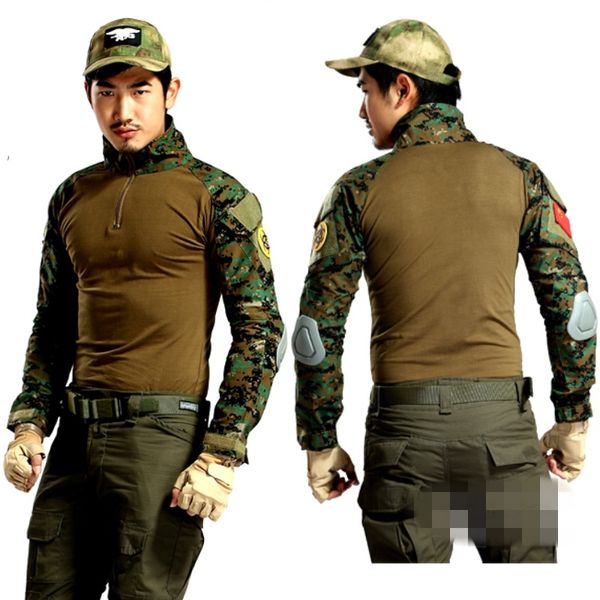 

outdoor shirts tactical shirt jungle woodland camouflage hunting t army uniform men camo sniper combat bdu, Gray;blue