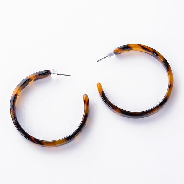 

2020 new fashion jewelry acrylic resin round hoop earrings for women geometry big circle tortoiseshell earrings acetate brincos, Golden