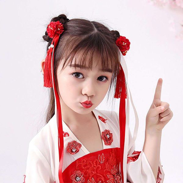 

children'sfashion шелк цветок кисточка украшения для волос двухмерных сов китайской одежды головного убора искусство ткани daisy лента шпиль, Golden;silver