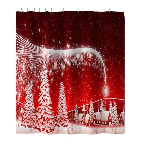 

shower curtains christmas printing curtain anti-mold polyester fiber waterproof bath with 12pcs hooks 180x180cm home supplies