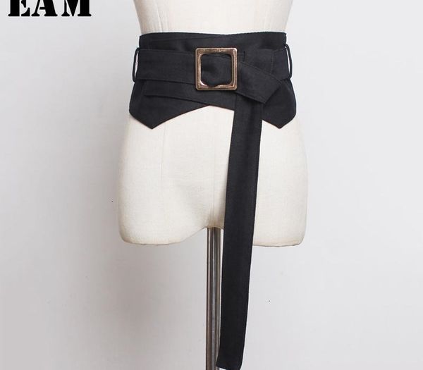 

eam] black buckle spit joint asymmetrical long wide belt personality women new fashion tide all-match spring autumn 2020 1h976, Black;brown