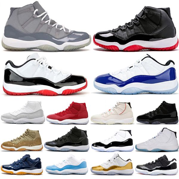 

new style low white bred 11 concord blue 45 men women basketball shoes metallic silver cap and gown gamma mens trainers sports s