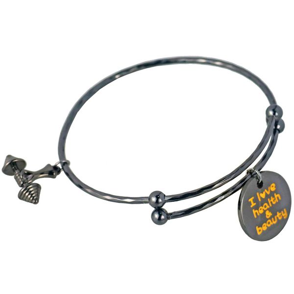 

dumbbell pendant stretch bracelets adjustable diy hand made sports bangle for women fitness pulseira pulseras jewelry, Black