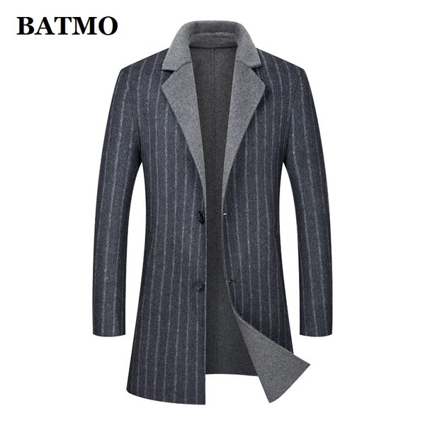 

batmo 2020 new arrival autumn wool trench coat men,men's striped wool jackets ,plus-size m-xxxl 2035, Black