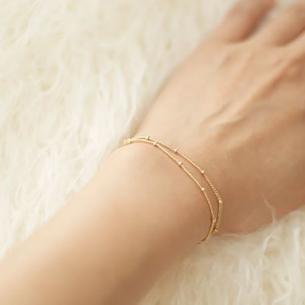 

summer bracelets & bangles dainty double-layer, satellite chain, gold bracelet wedding gift, Black