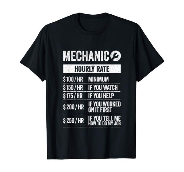 

funny auto mechanic work t-shirt hourly rate clothes gift