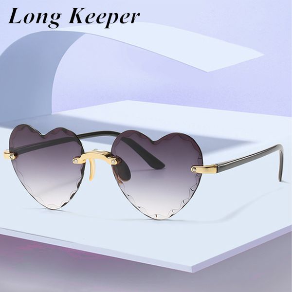 

longkeeper women rimless sunglasses fashion heart-shaped sun glasses for ladies vintage cute gradient shades eyeglasses uv400, White;black