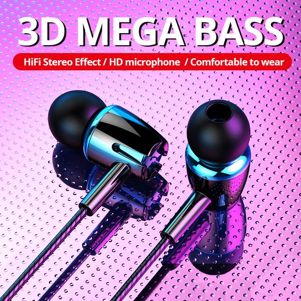 

in ear wired earphone stereo wire control with mic 3.5mm aux bass sport cell phone headset soft ear caps wired